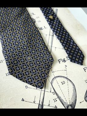 Versace Black Silk Tie with Gold & Blue Medallions